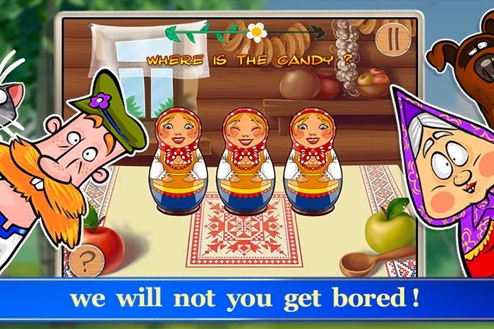 Матрешки Платформа: GooglePlay Цена: бесплатно «Матрешки» — аналог общеизвестной игры «наперстки», щедро приправленный русским колоритом. Приложение